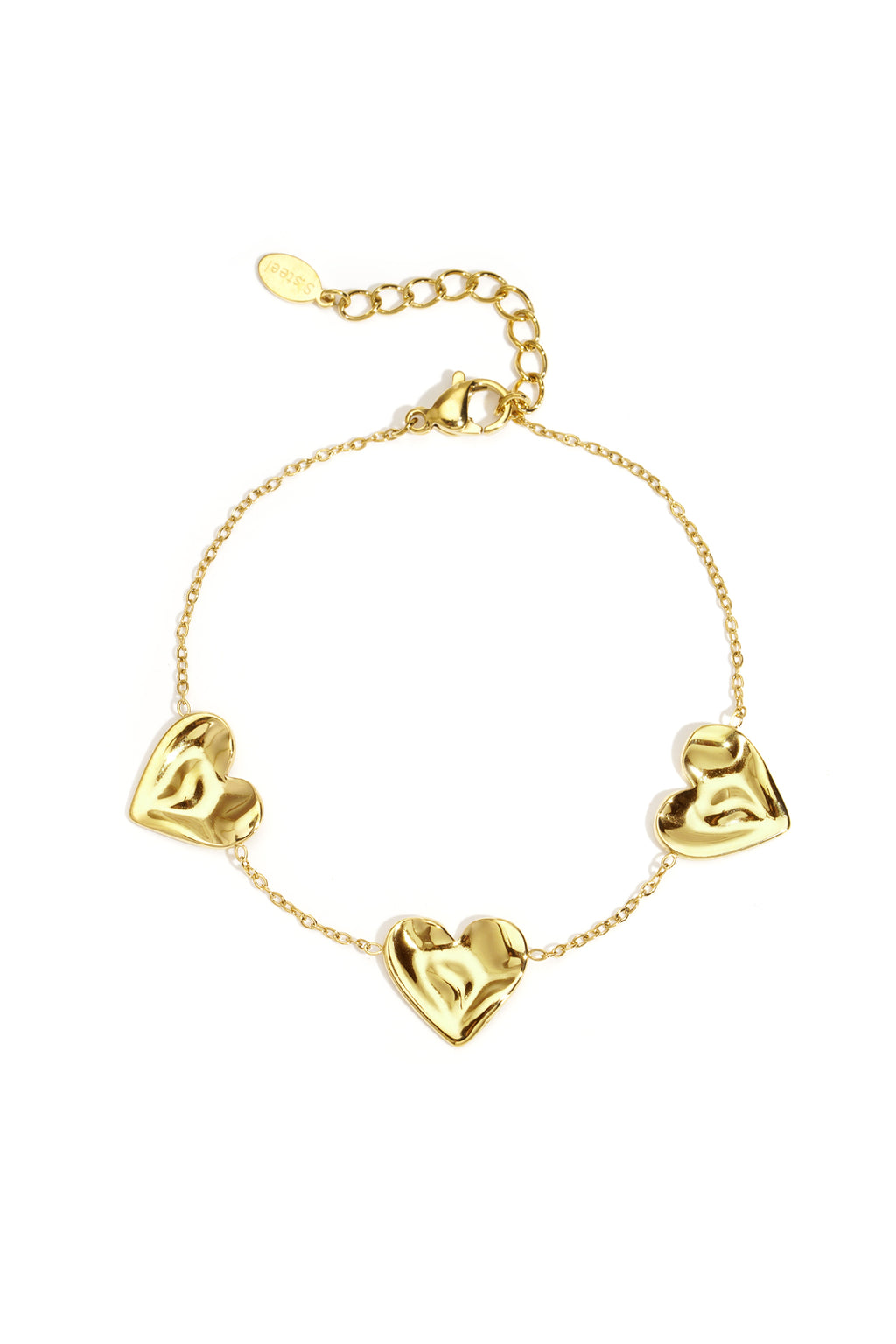 Heart Charm Bracelet – Gold-Plated Steel