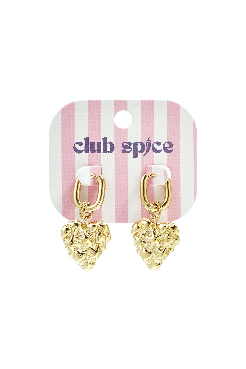 Squoval earrings with heart with star pattern