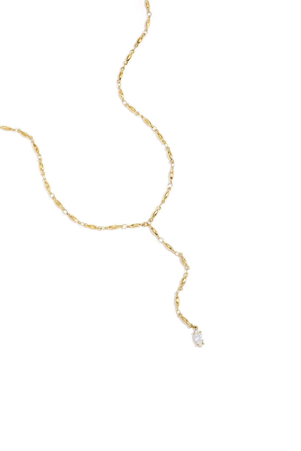 Chain Pendant Necklace – Silver-Tone Steel & Rhinestones