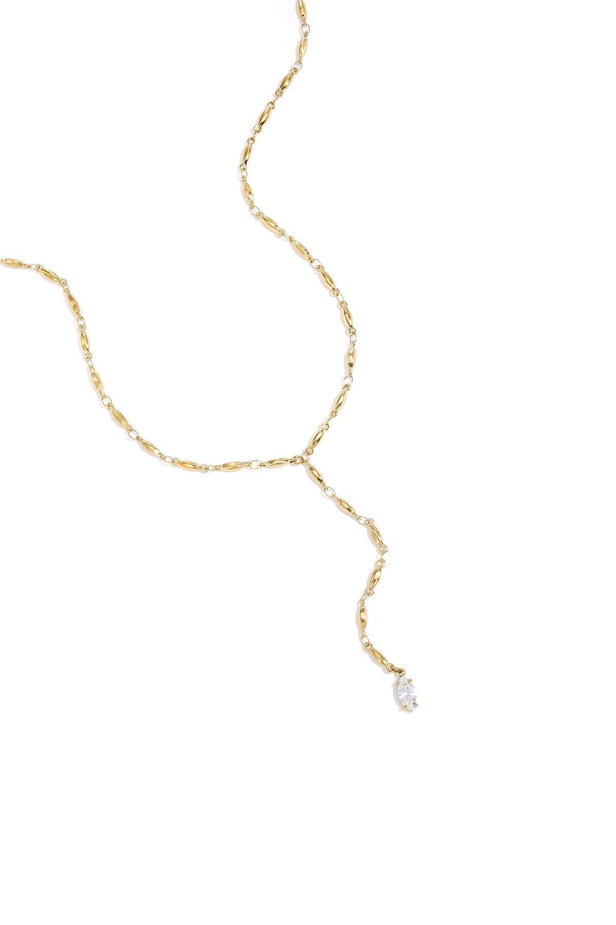 Chain Pendant Necklace – Silver-Tone Steel & Rhinestones
