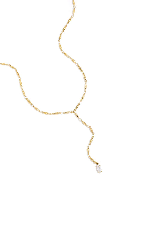 Chain Pendant Necklace – Silver-Tone Steel & Rhinestones
