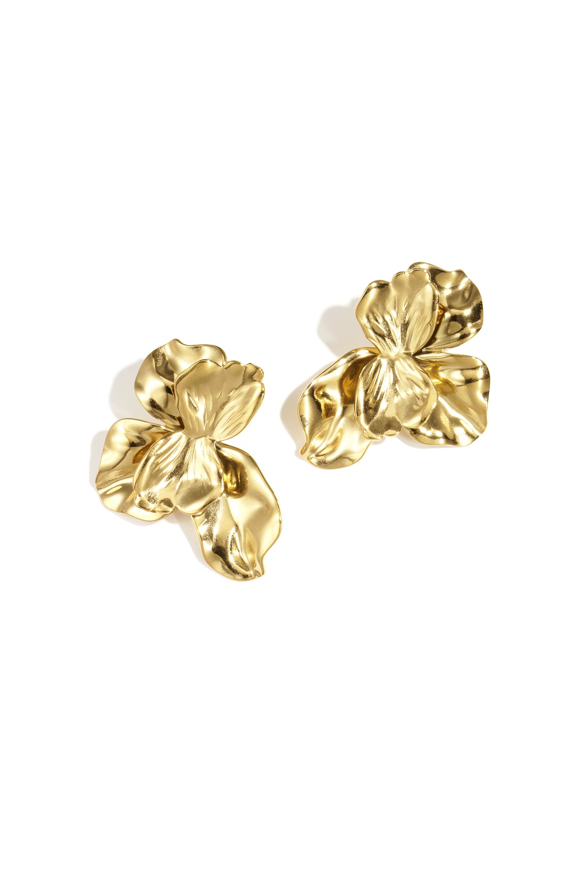 Flower Stud Earrings – Gold-Plated Steel