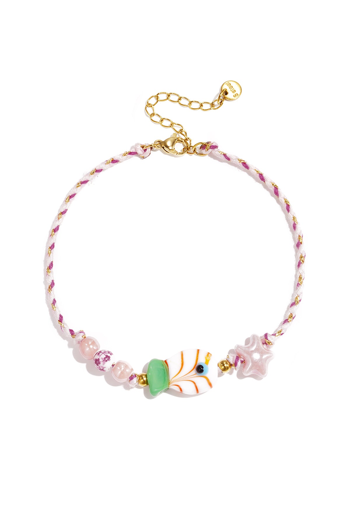 Anklet with rope motif, fish and star beads