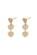 Earrings with 3 embellished hearts