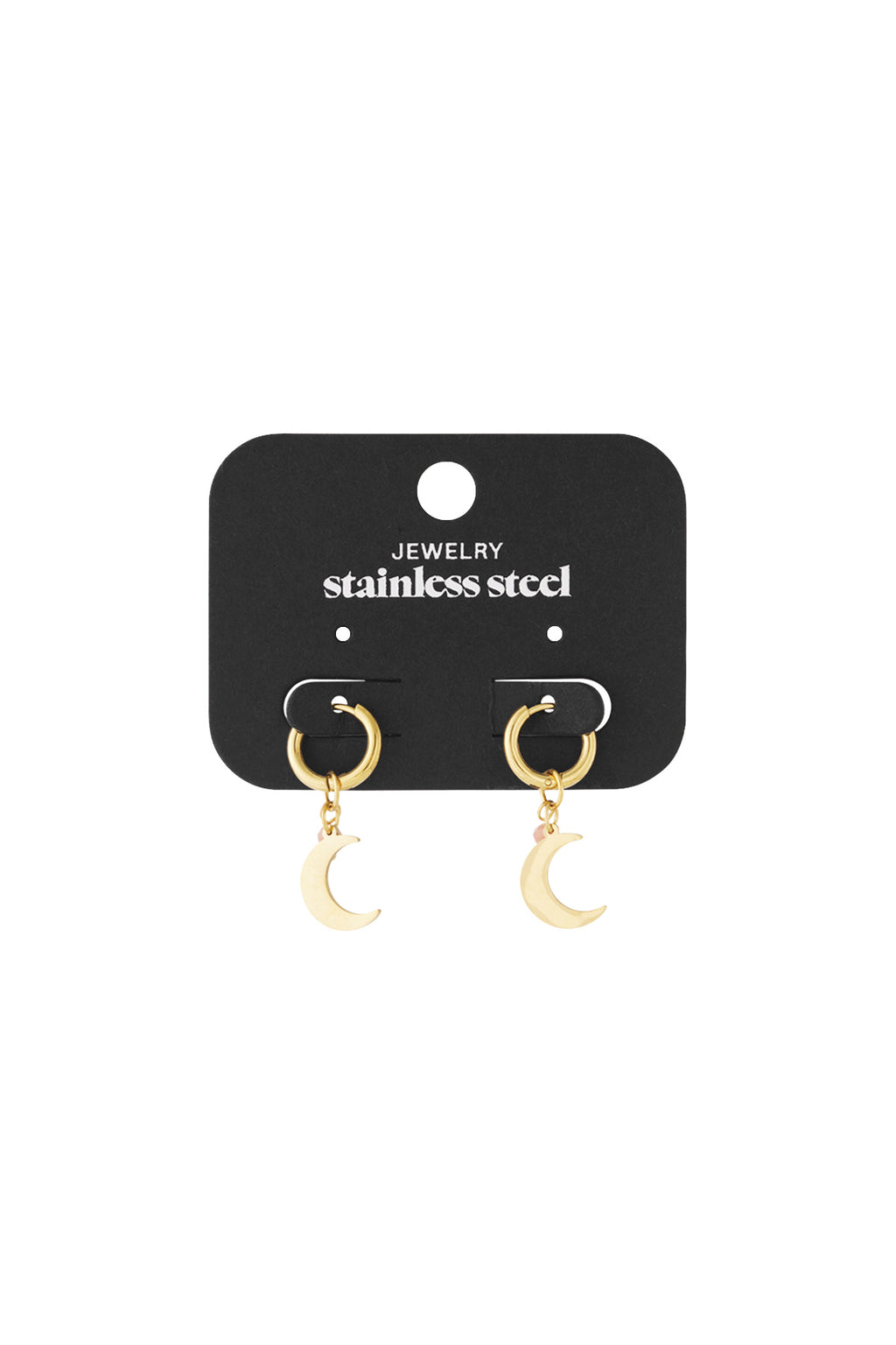 Earrings with moon charm and coloured bead