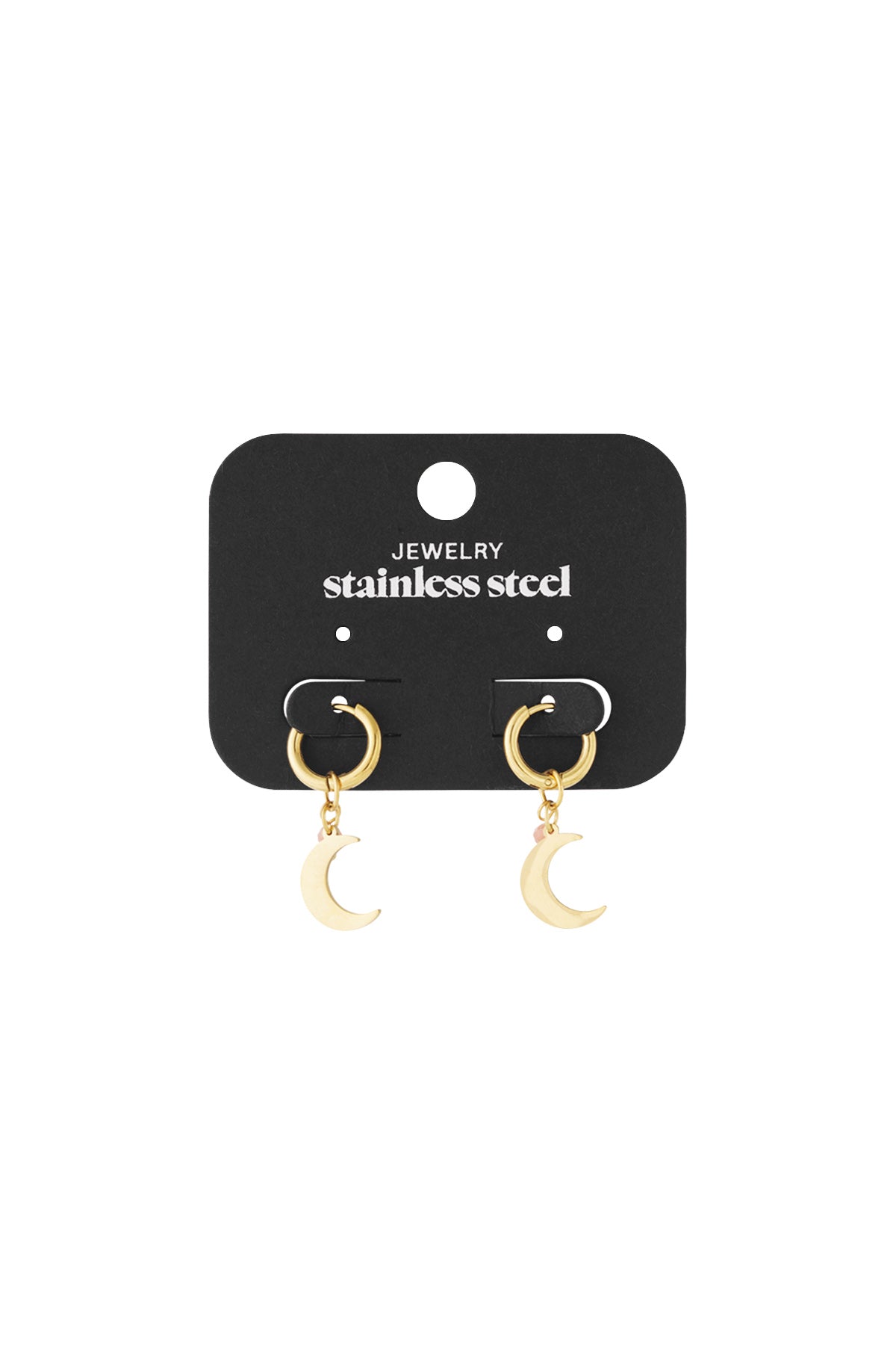 Earrings with moon charm and coloured bead