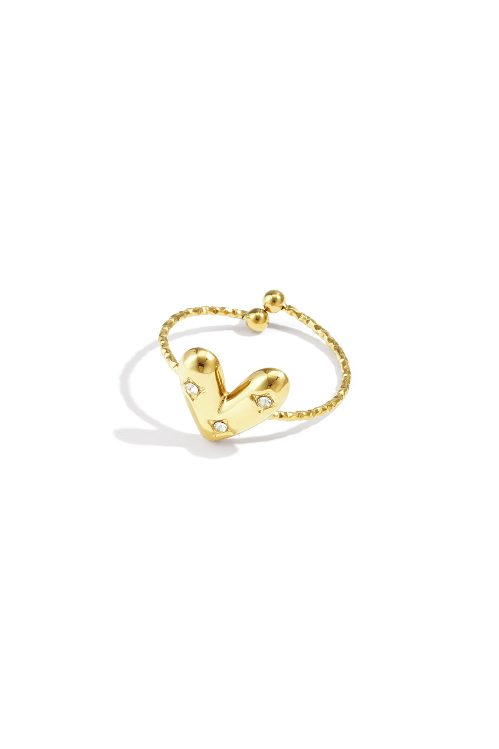 Heart Statement Ring – Gold-Plated Steel & Rhinestones