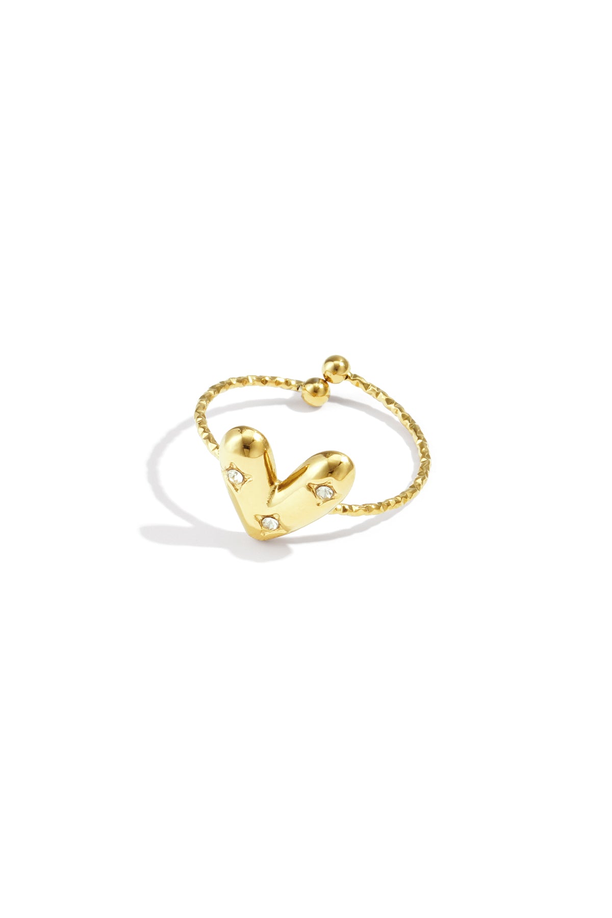 Heart Statement Ring – Gold-Plated Steel & Rhinestones