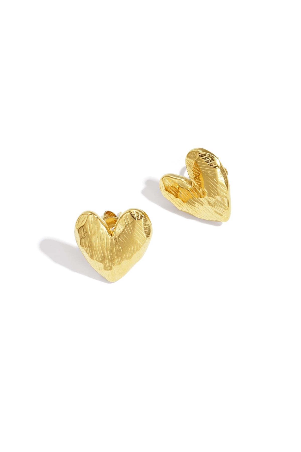 Heart Stud Earrings – Gold-Plated Steel