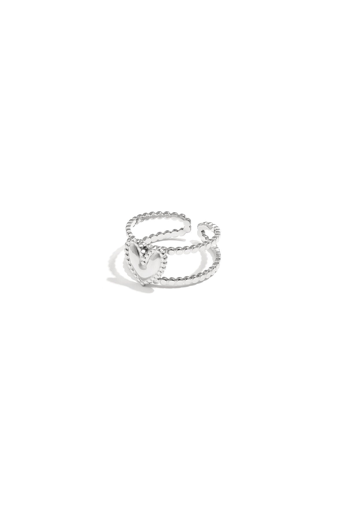 Elegant Heart-Shaped Adjustable Statement Ring