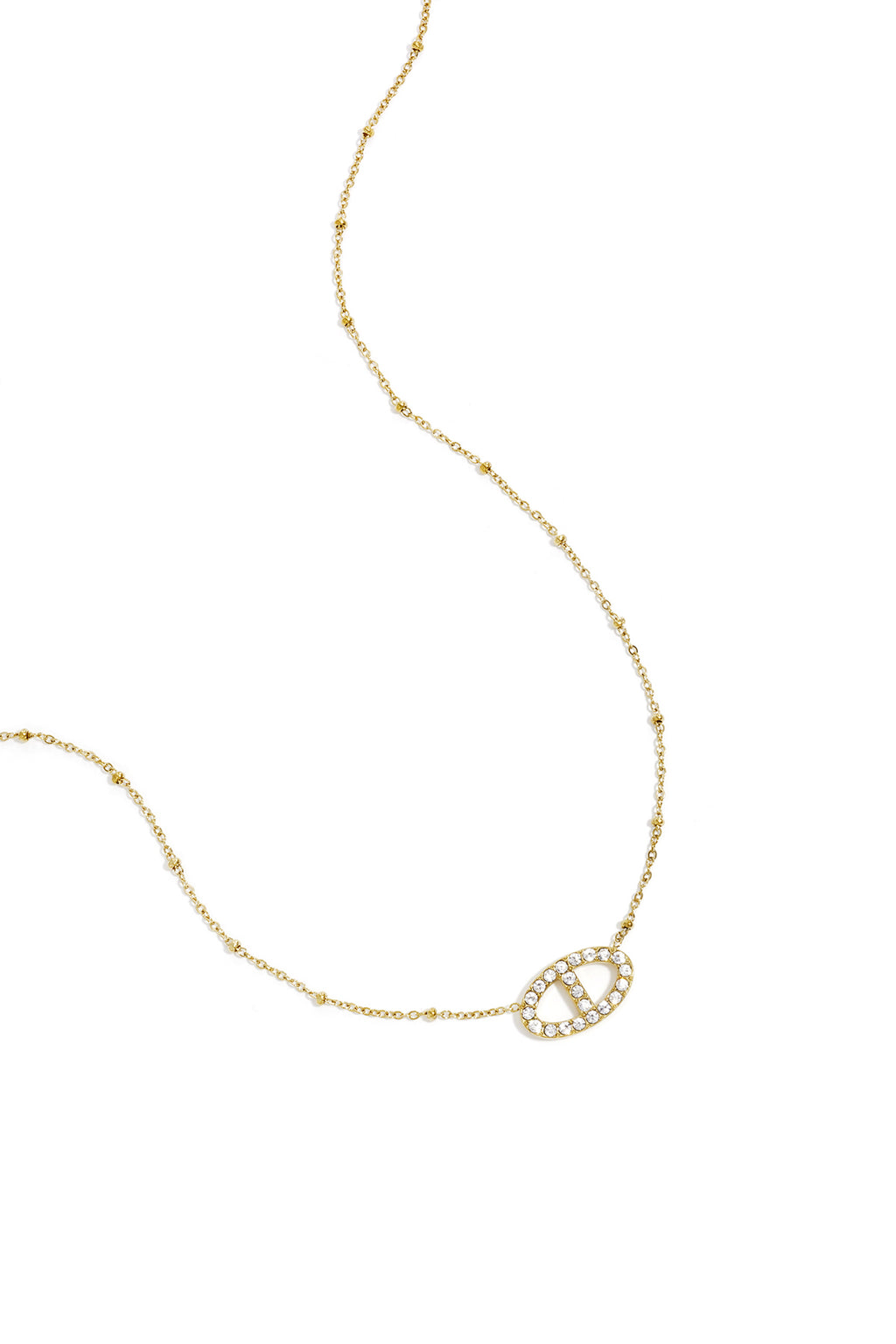 Irregular Shape Pendant Necklace – Gold-Plated Steel & Zircon