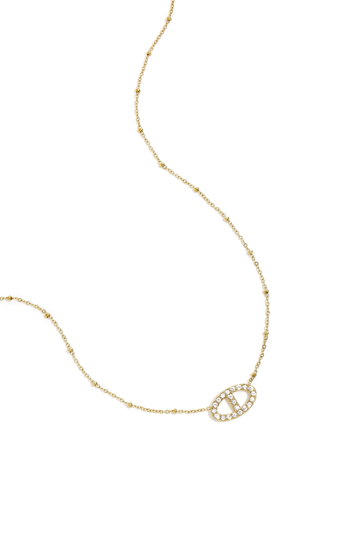 Irregular Shape Pendant Necklace – Gold-Plated Steel & Zircon