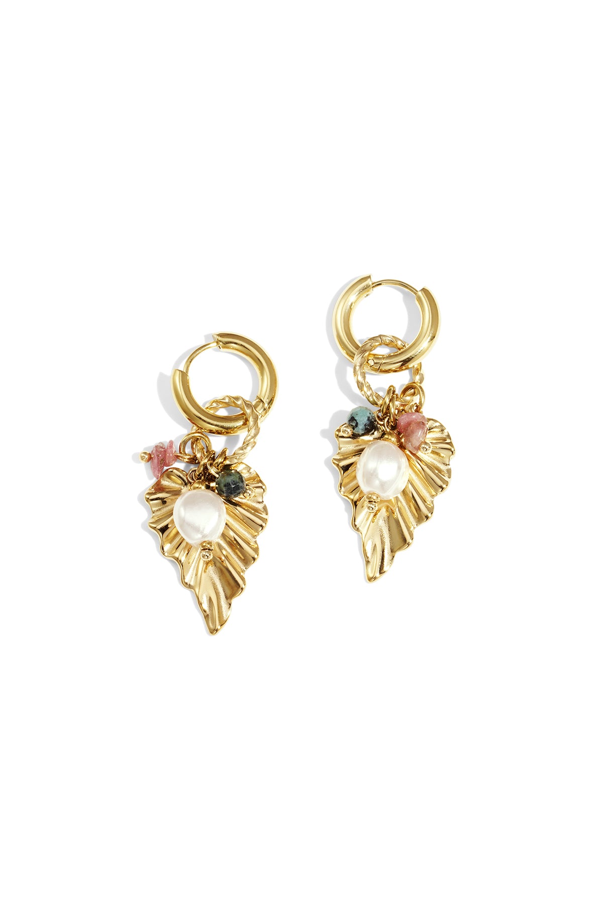 Leaf Drop Earrings – Gold-Plated Steel