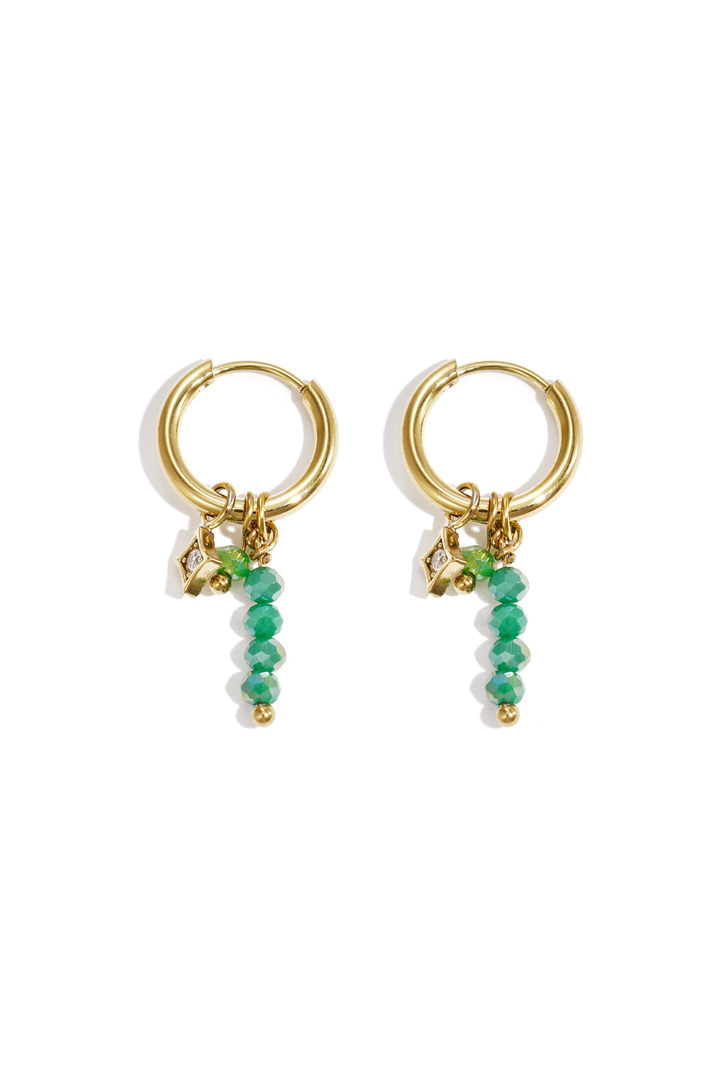 Statement Beaded Earrings – Green Steel