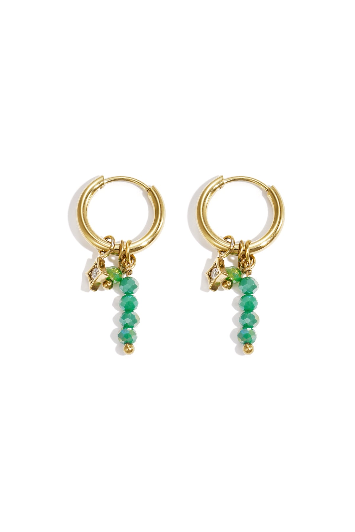 Statement Beaded Earrings – Green Steel