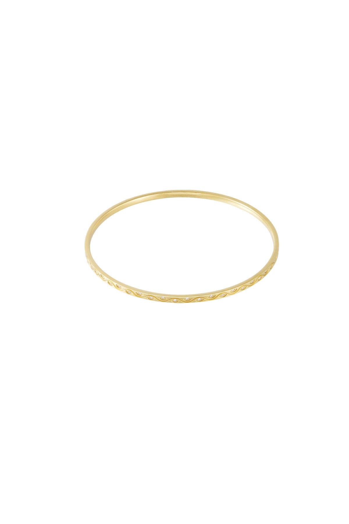 Irregular Shape Bangle – Gold-Plated Steel & Rhinestones