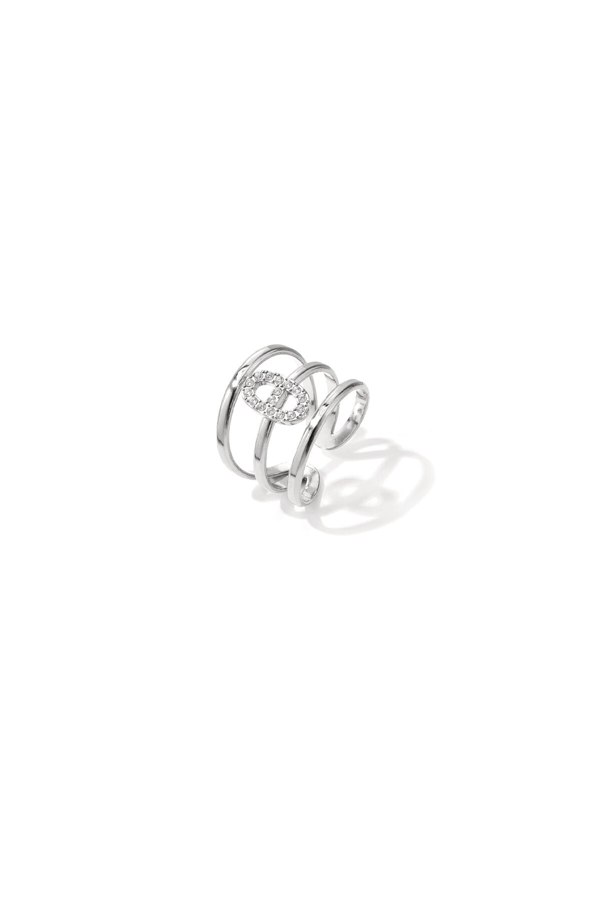 Elegant Adjustable Statement Ring in Silver & Gold