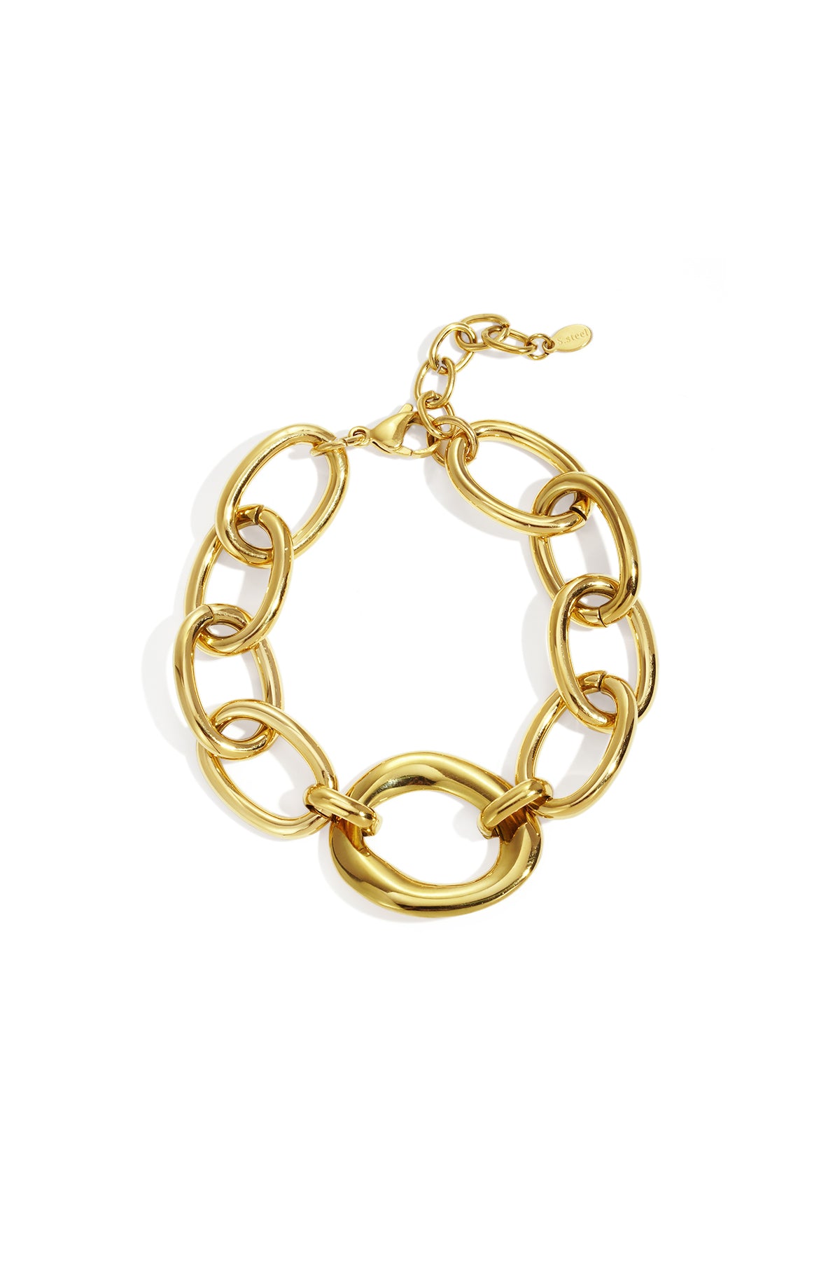 Statement Chain Bracelet – Two-Tone Gold & Silver Steel