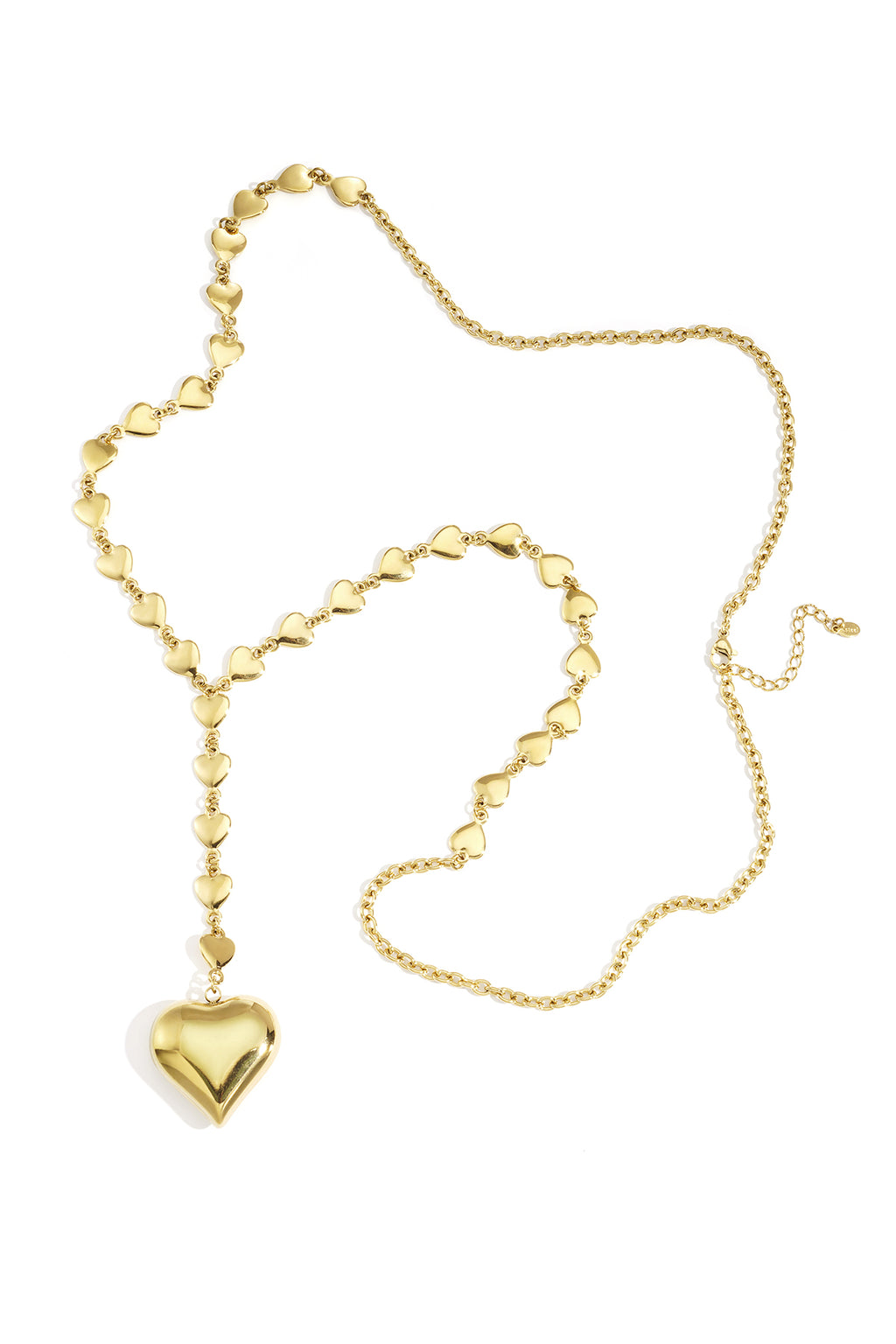 Heart Long Necklace – Gold-Plated Steel