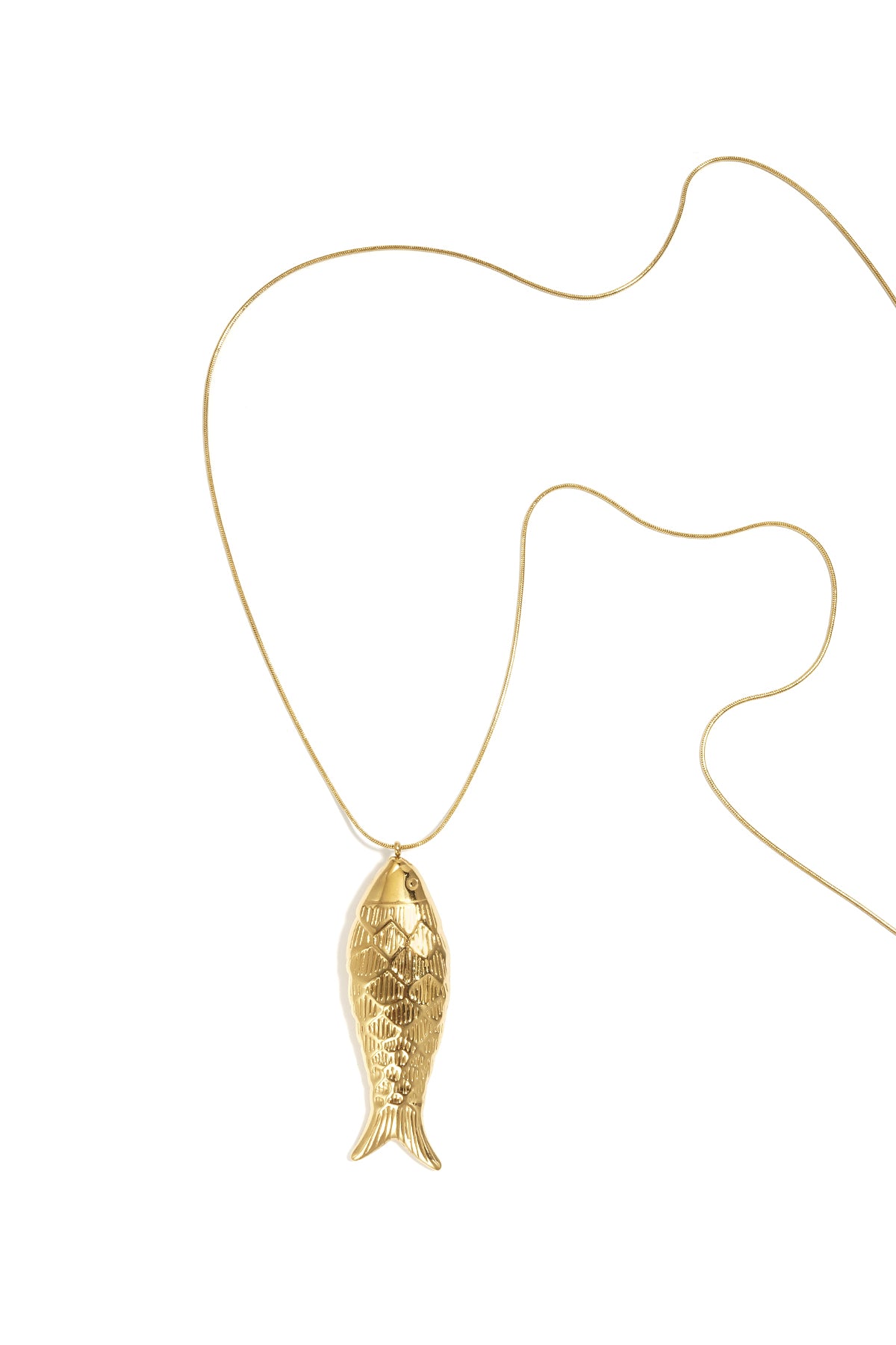 Fish Long Necklace – Gold-Plated Steel