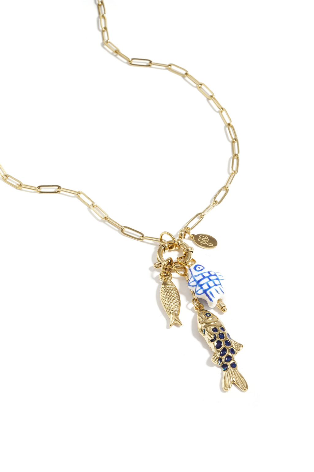 Fish Pendant Necklace – Gold-Plated Steel & Enamel