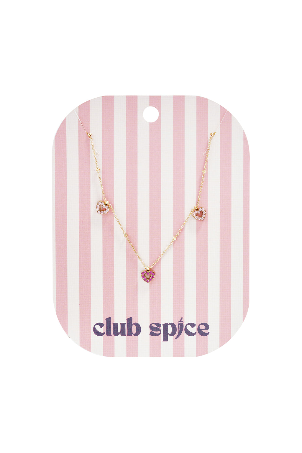 Necklace with pink stones in hearts