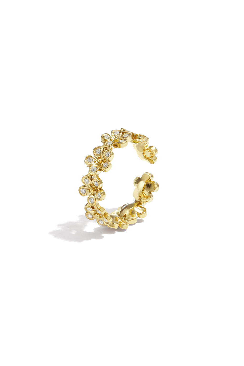 Flower Minimalist Ring – Gold-Plated Steel & Rhinestones