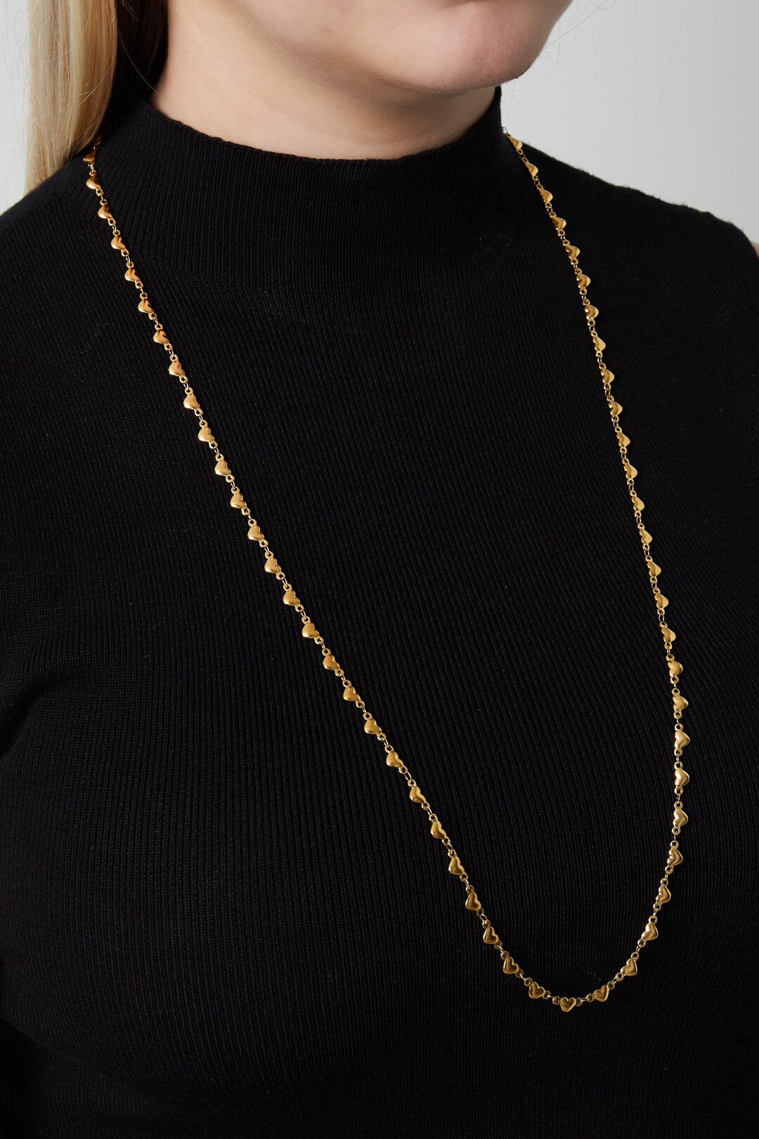 Elegant 14K Gold Plated Heart Long Necklace