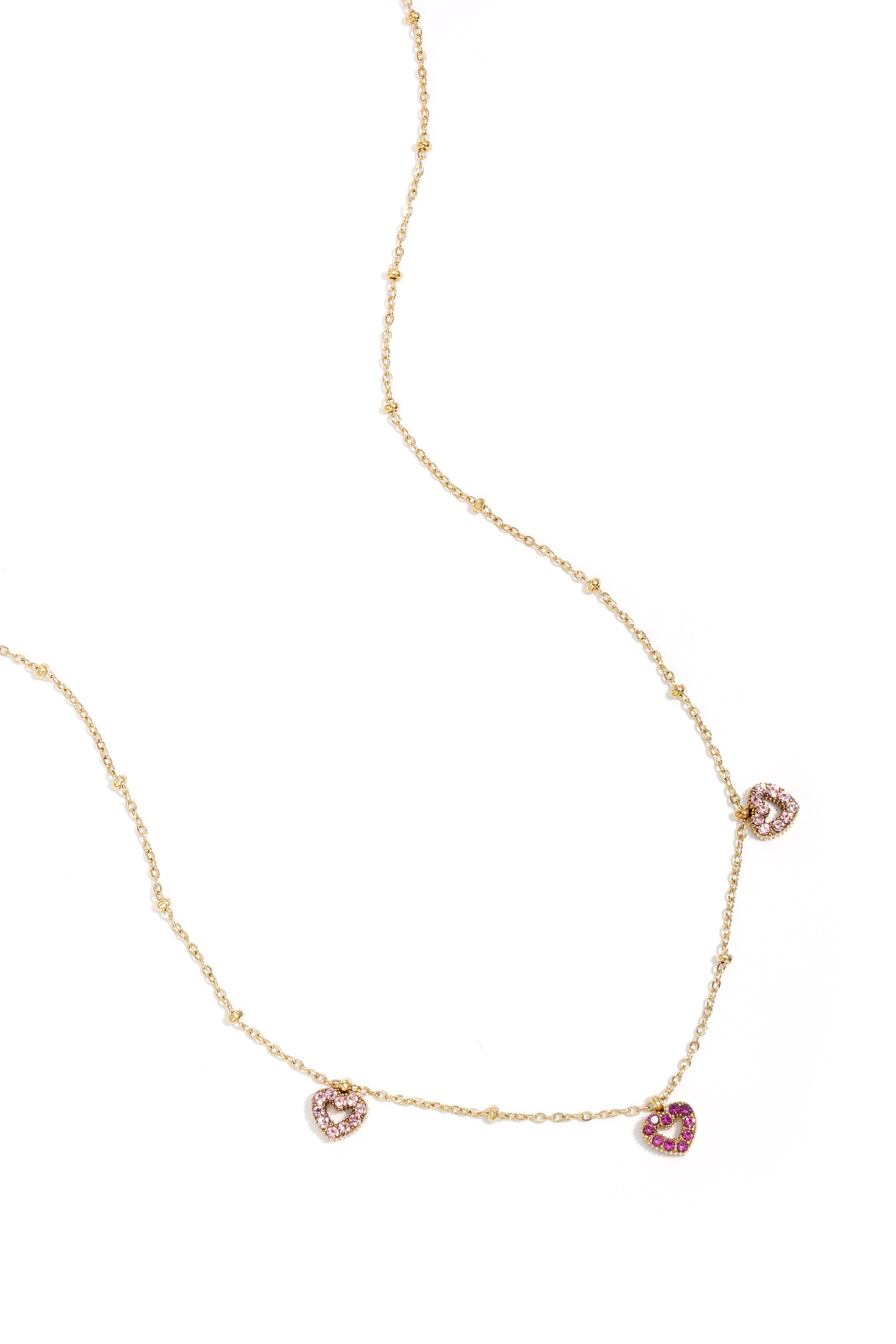 Heart Pendant Necklace – Gold-Plated Steel & Rhinestones