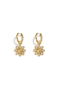 Elegant 14K Gold Plated Flower Drop Earrings for Everyday Wear