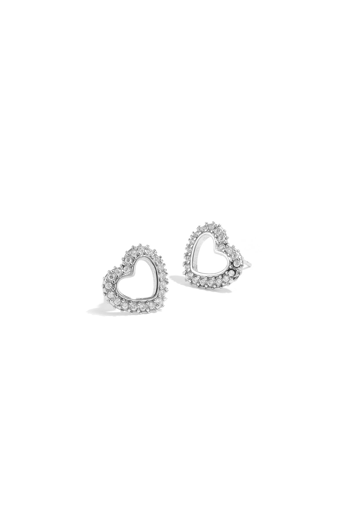 Heart Stud Earrings – Gold-Plated Steel & Rhinestones