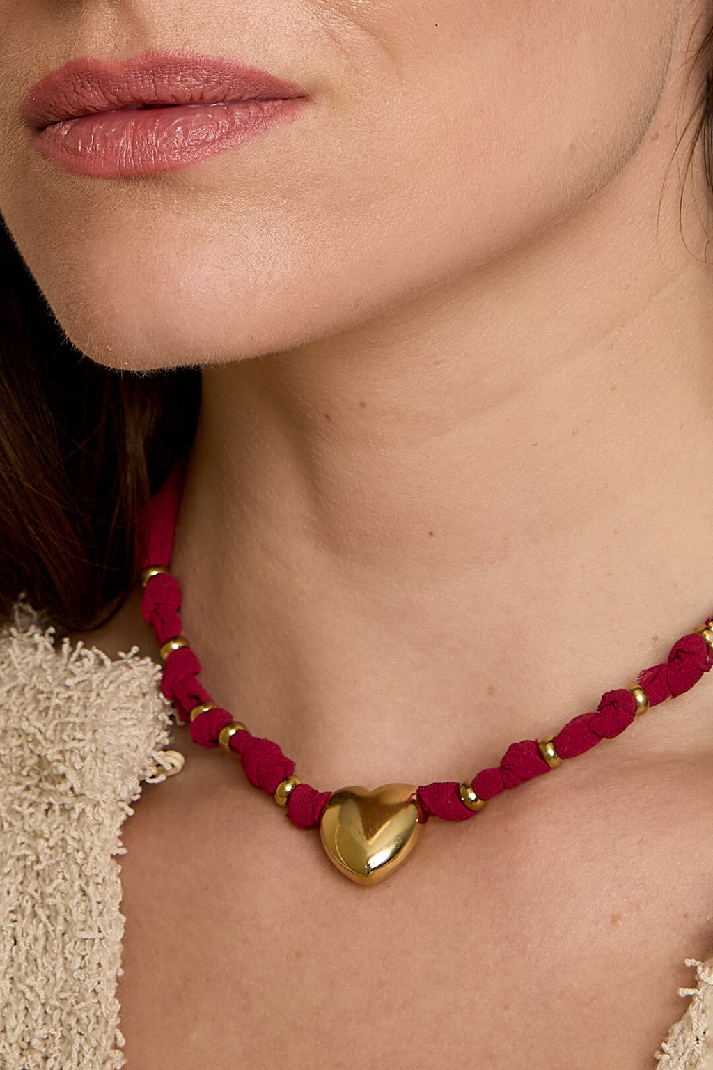 Elegant Wine Red & Dark Blue Braided Necklace for Women