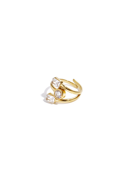 Luxurious Adjustable Rhinestone Ring - Silver & Gold