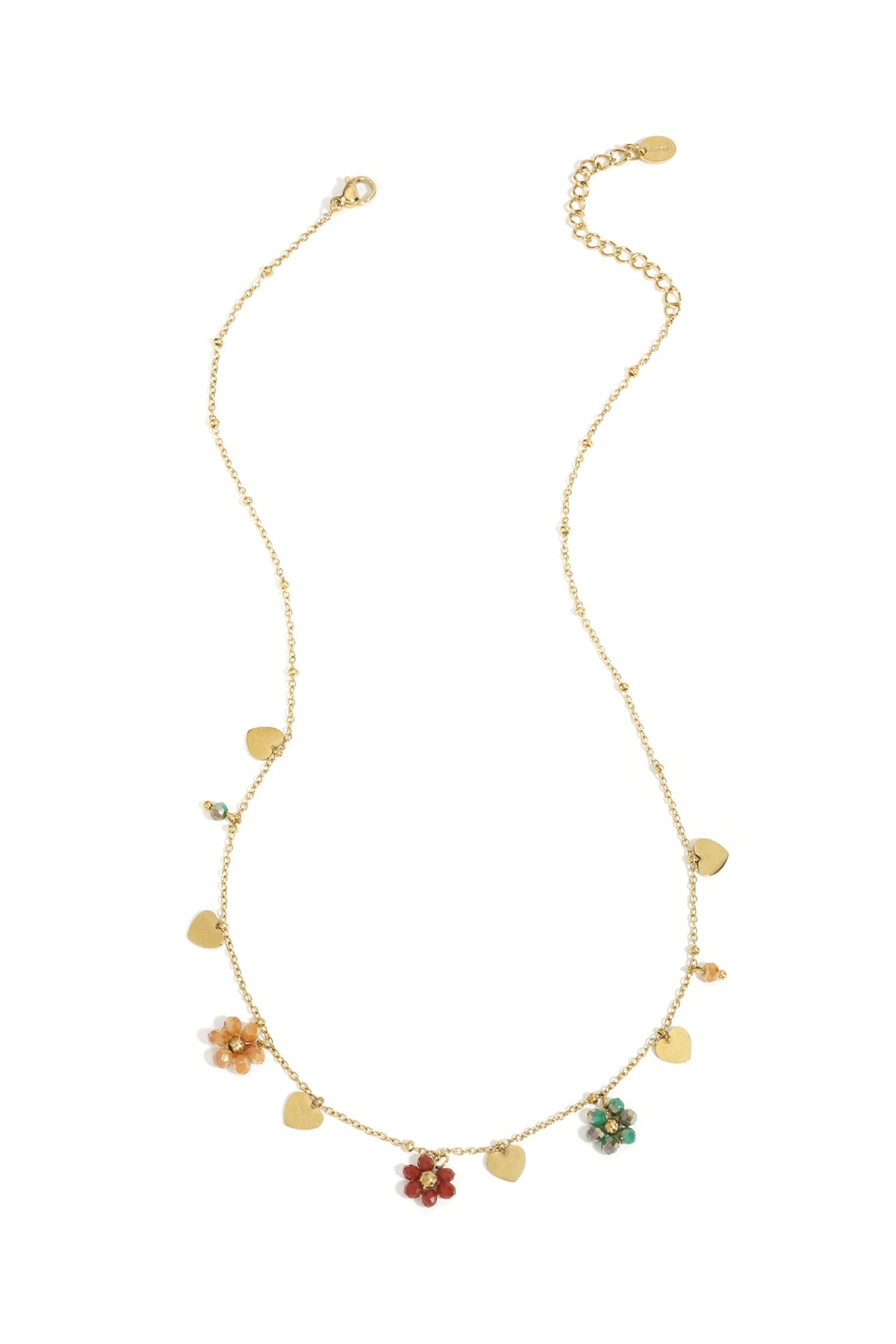Flower Pendant Necklace – Mixed Color Steel & Crystal