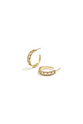 Luxurious open hoop earrings with pattern and cubic zirconia