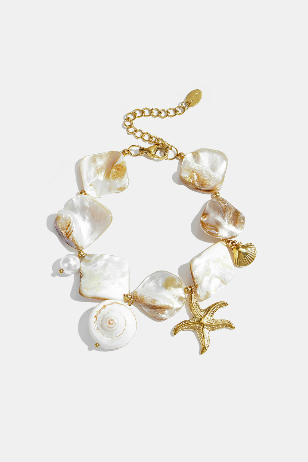 Oceanic Style Beaded Bracelet – Off-white Sea Shells & Steel