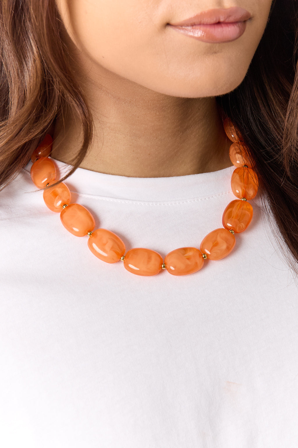 Necklace with squoval beads