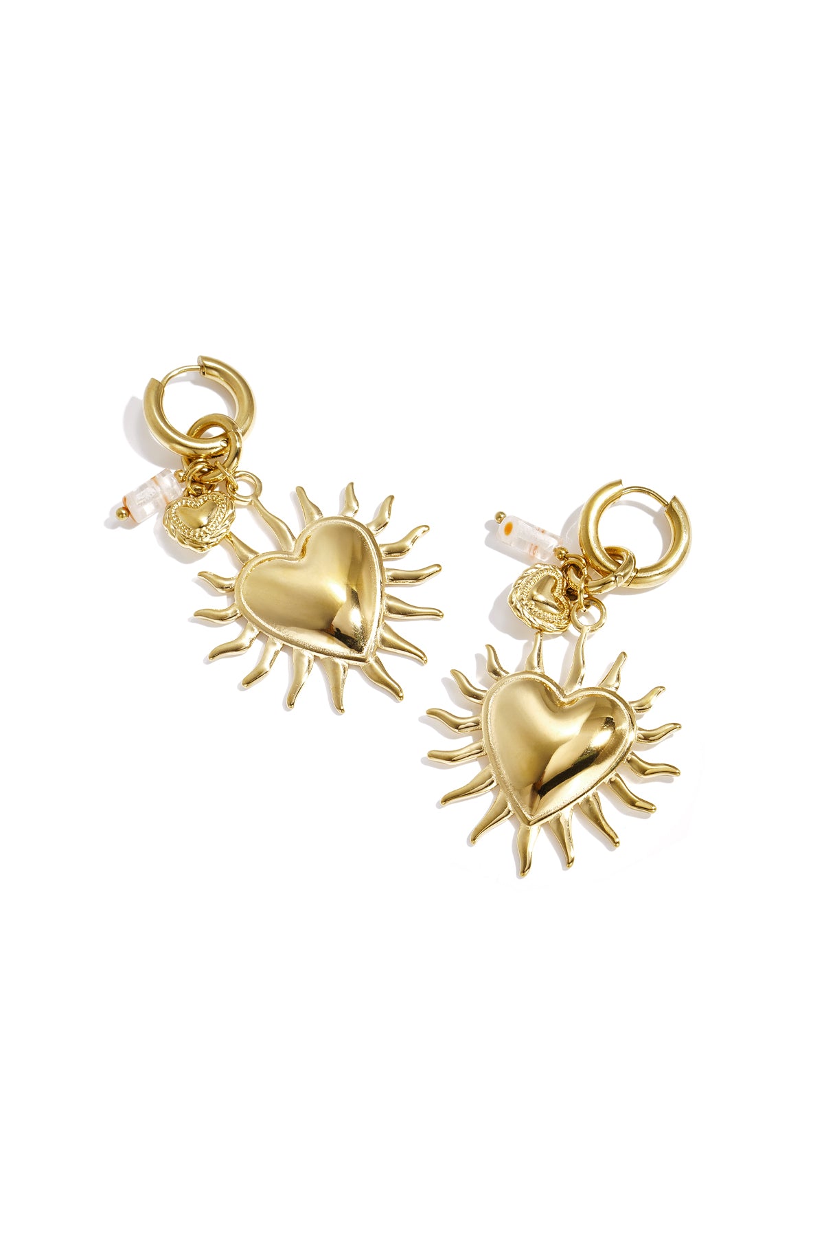 Heart Dangle Earrings – Gold-Plated Steel & Glaze