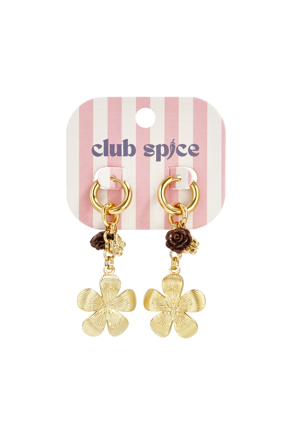 Earrings with flower pendants in various sizes