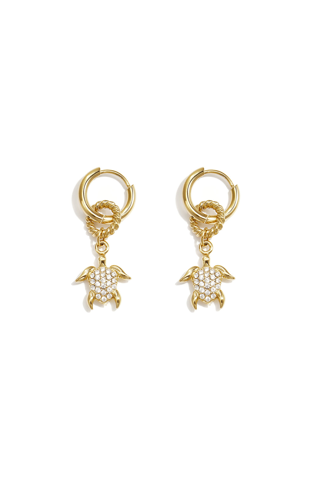 Earrings with a dangling turtle