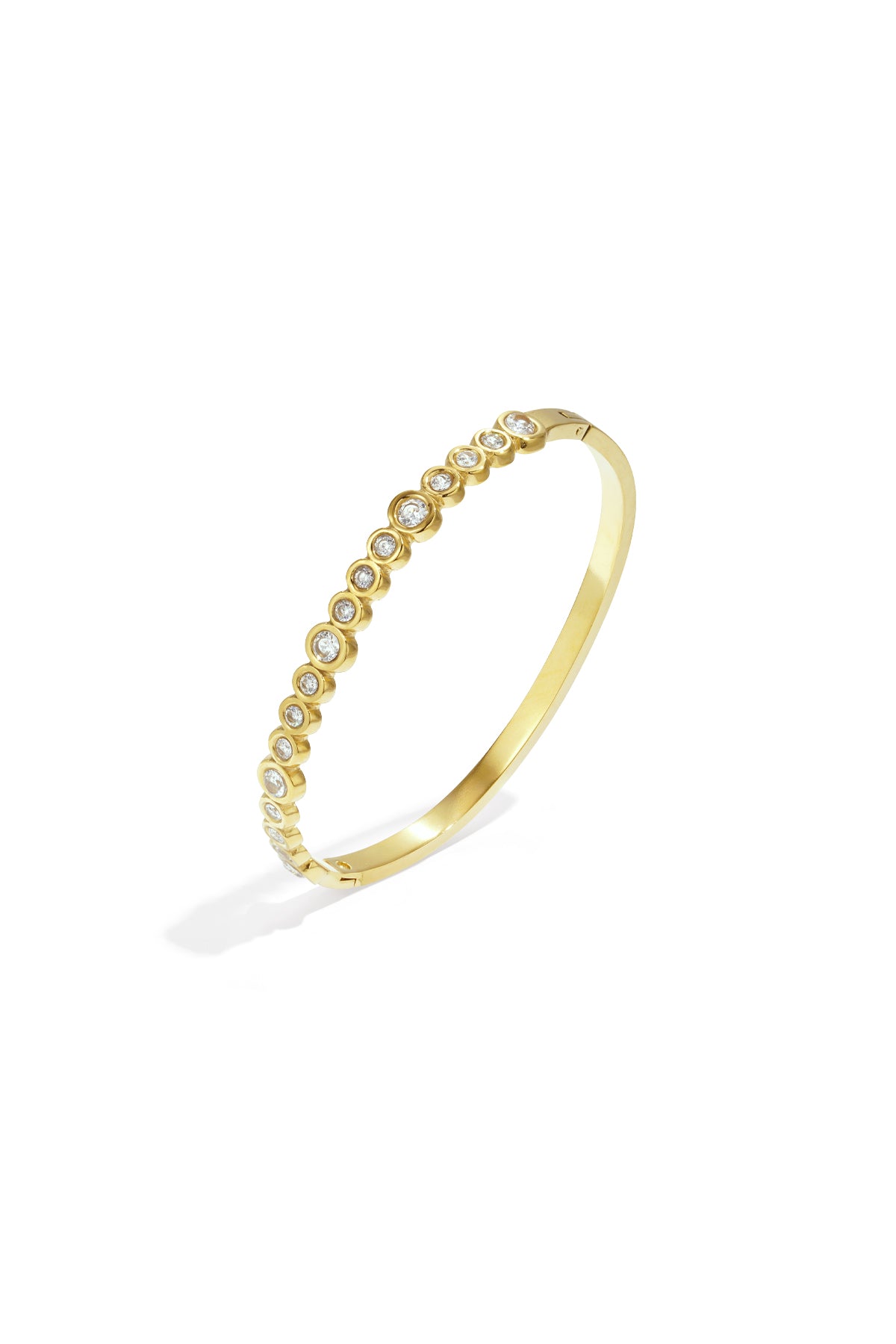 Polka Dots Bangle – Silver-Tone Steel & Rhinestones