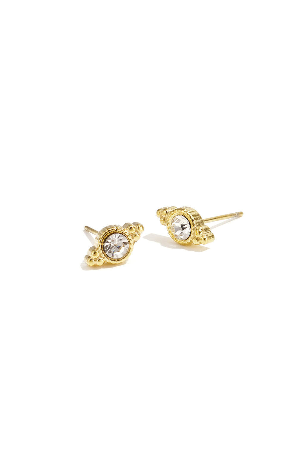 Irregular Shape Stud Earrings – Gold-Plated Steel & Rhinestones