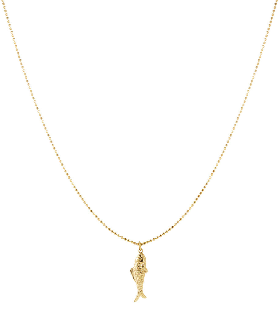 Fish Long Necklace – Gold-Plated Steel