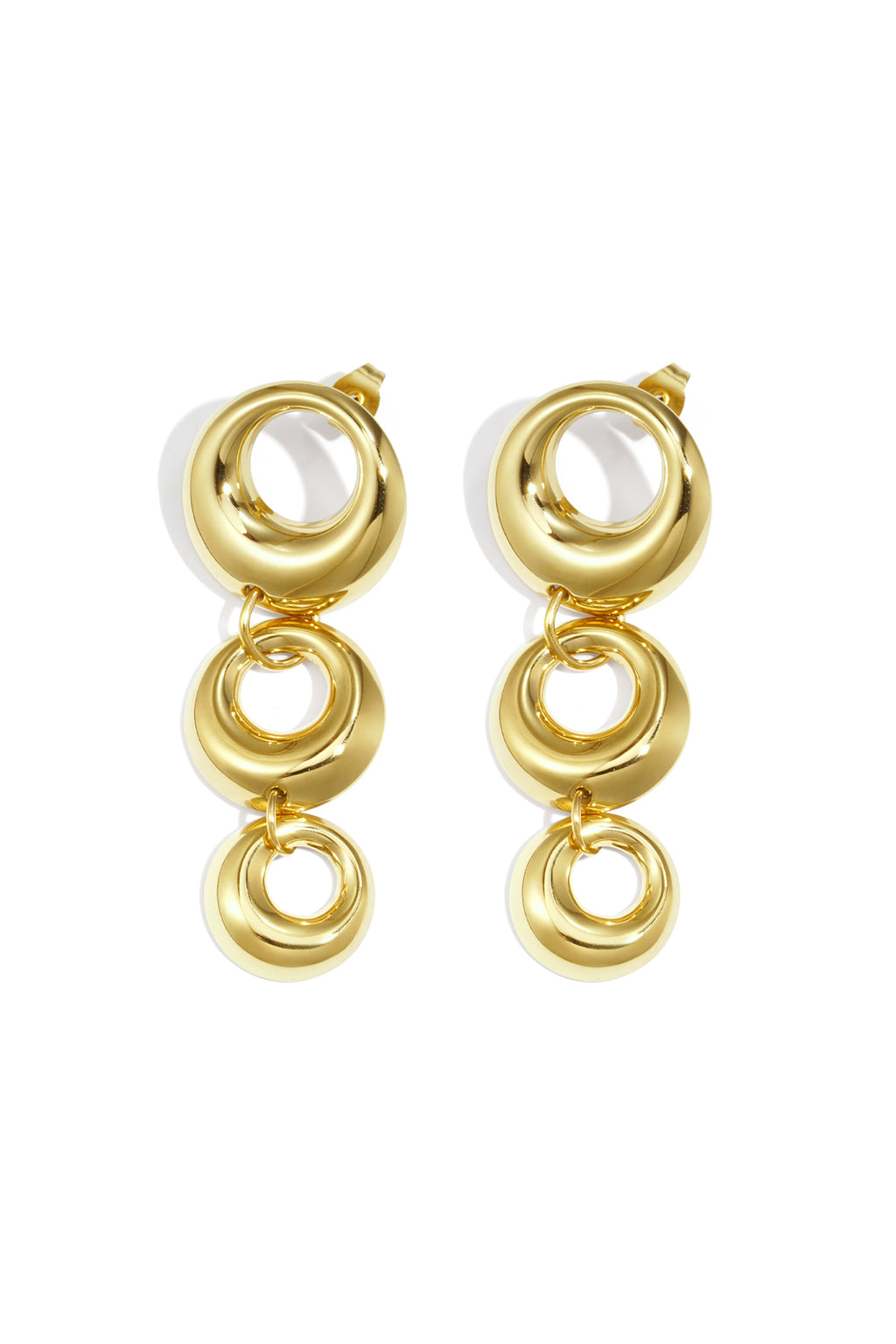 Circle Dangle Earrings – Gold-Plated Steel