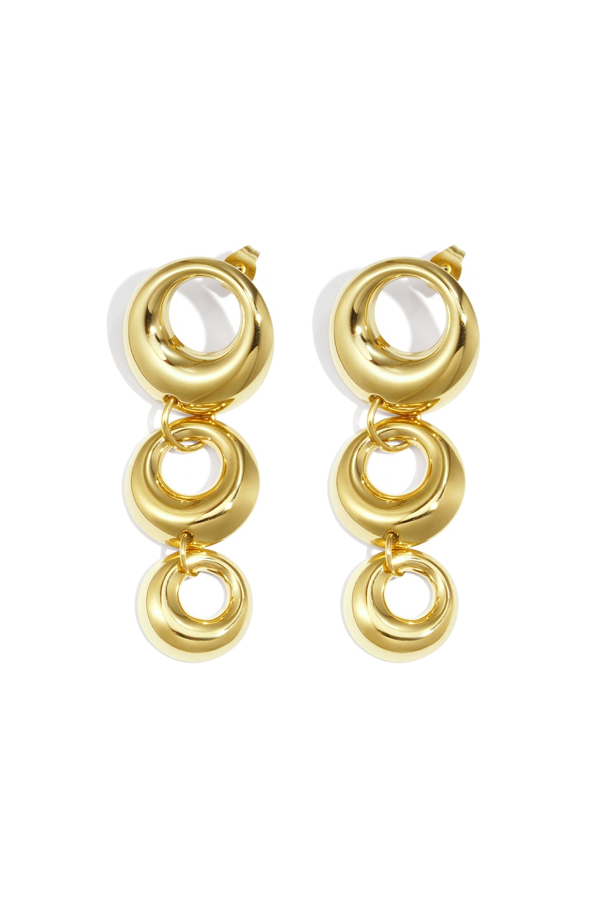 Circle Dangle Earrings – Gold-Plated Steel