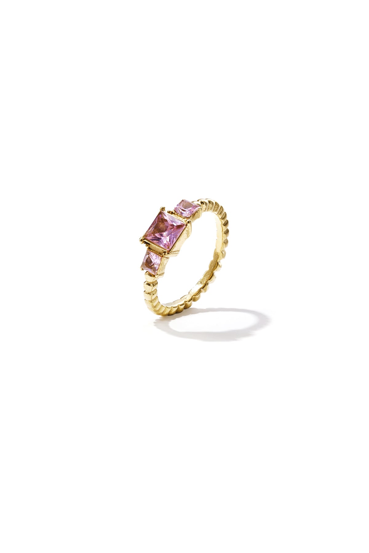 Rectangle Gemstone Ring – Gold-Plated Steel & Zircon