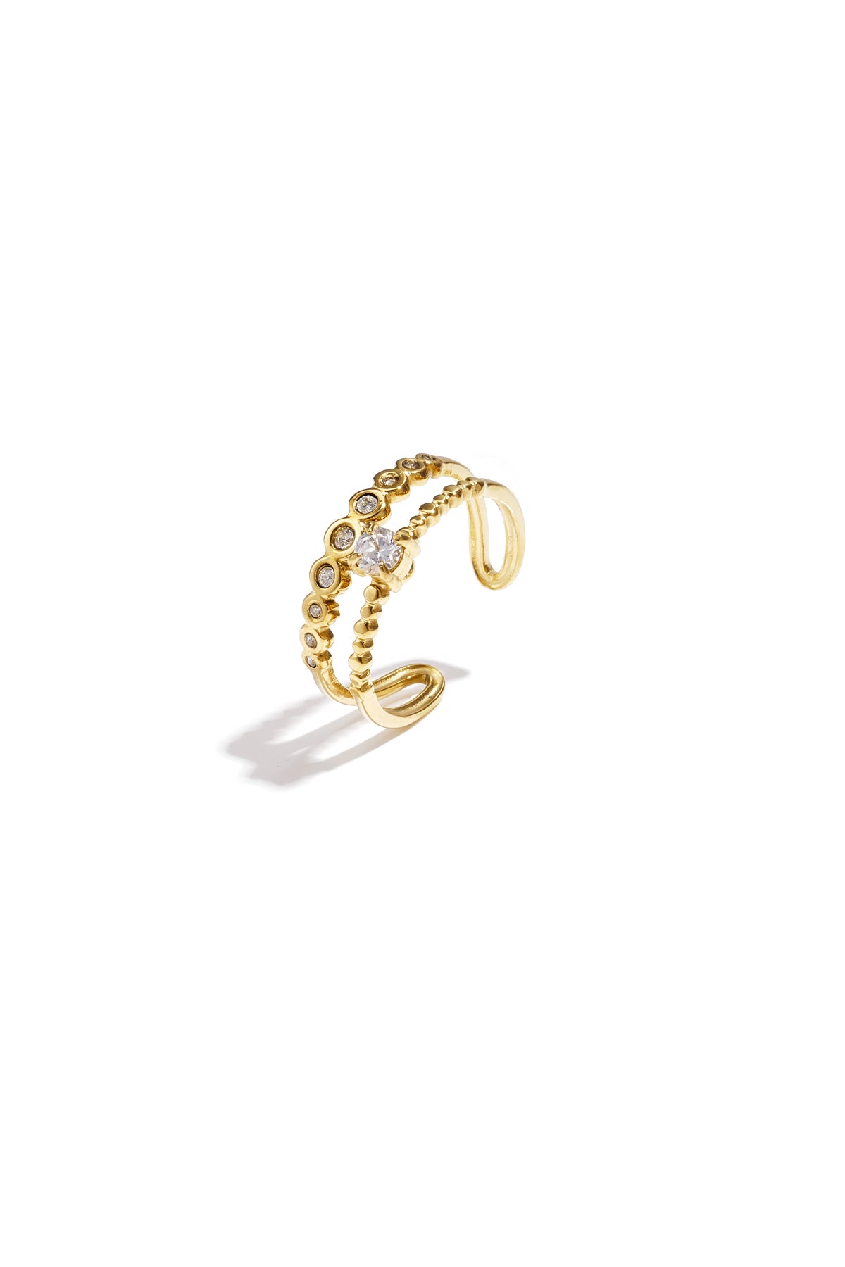 Irregular Shape Gemstone Ring – Gold-Plated Steel & Rhinestones