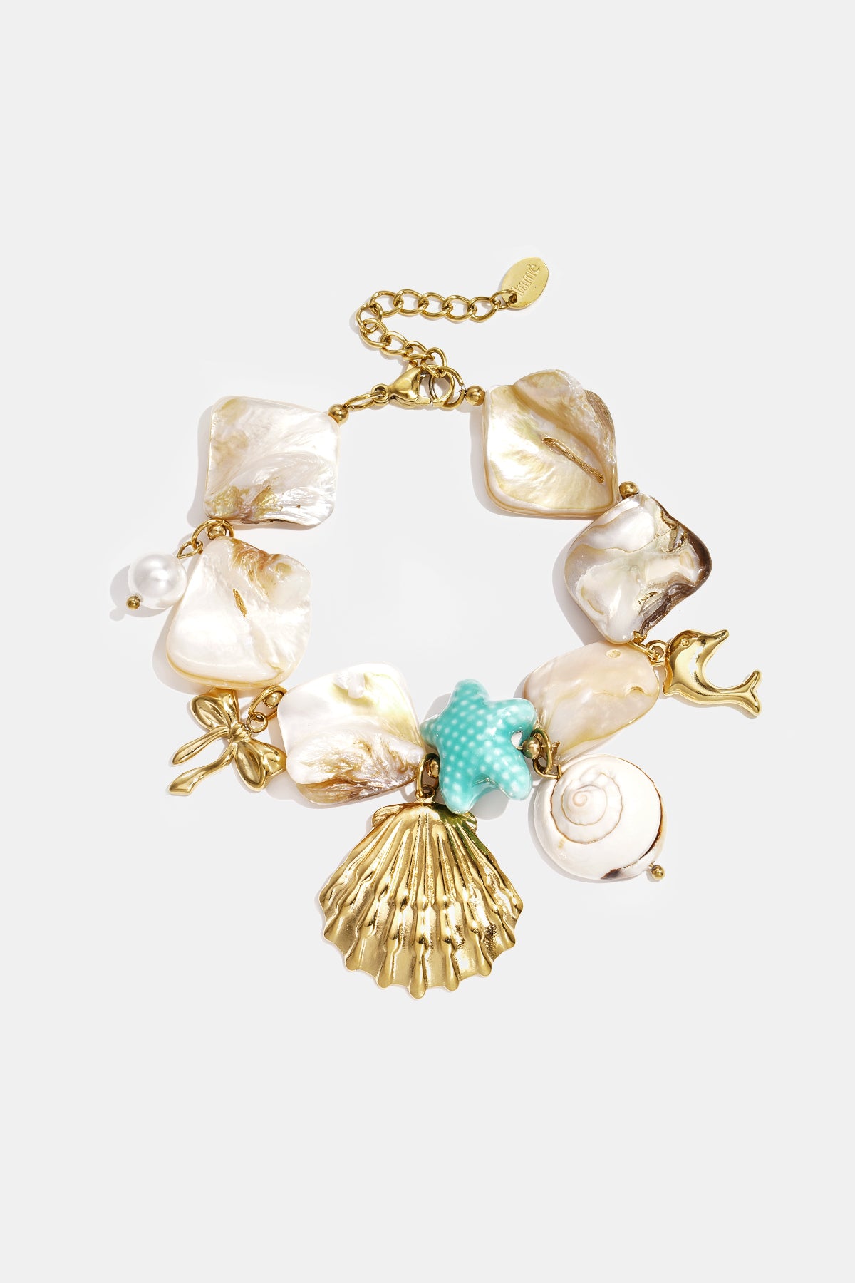 Shell Beaded Bracelet – Gold-Plated Steel & Sea Shell