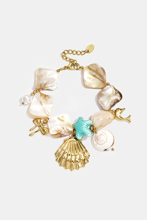 Shell Beaded Bracelet – Gold-Plated Steel & Sea Shell
