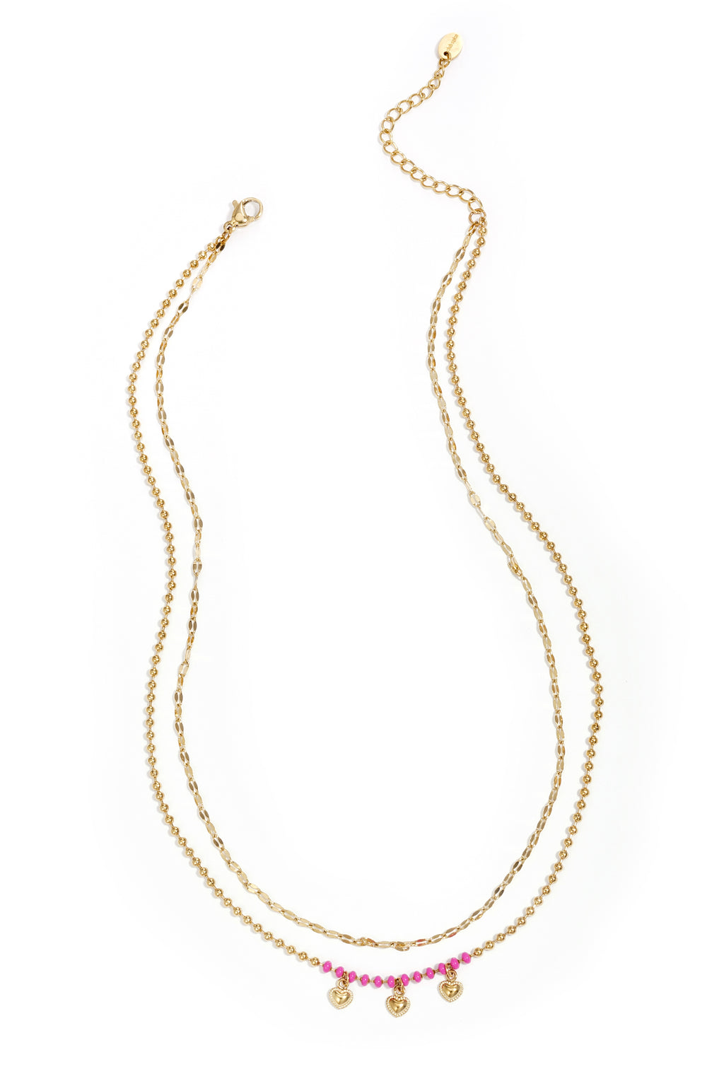 Heart Layered Necklace – Gold-Plated Steel & Enamel